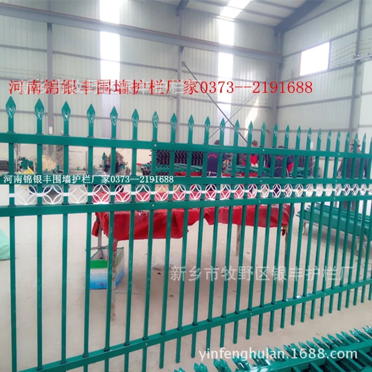 金属锌钢围栏安徽省合肥 透景围栏 绿色方管组装护栏配件银丰护栏