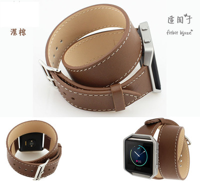 适用于fitbit blaze真皮手表带fitbit智能手表双圈替换婉带工厂直|ru