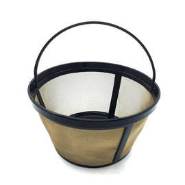 现货咖啡过滤器 大号金色提篮式不锈钢过滤网  咖啡壶滤网