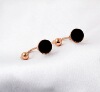 Fashionable golden accessory stainless steel, earrings, Korean style, European style, pink gold, wholesale