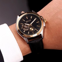 奇诺时手表男士带机械表镂空时尚陀飞轮防水腕表男表机械大表盘