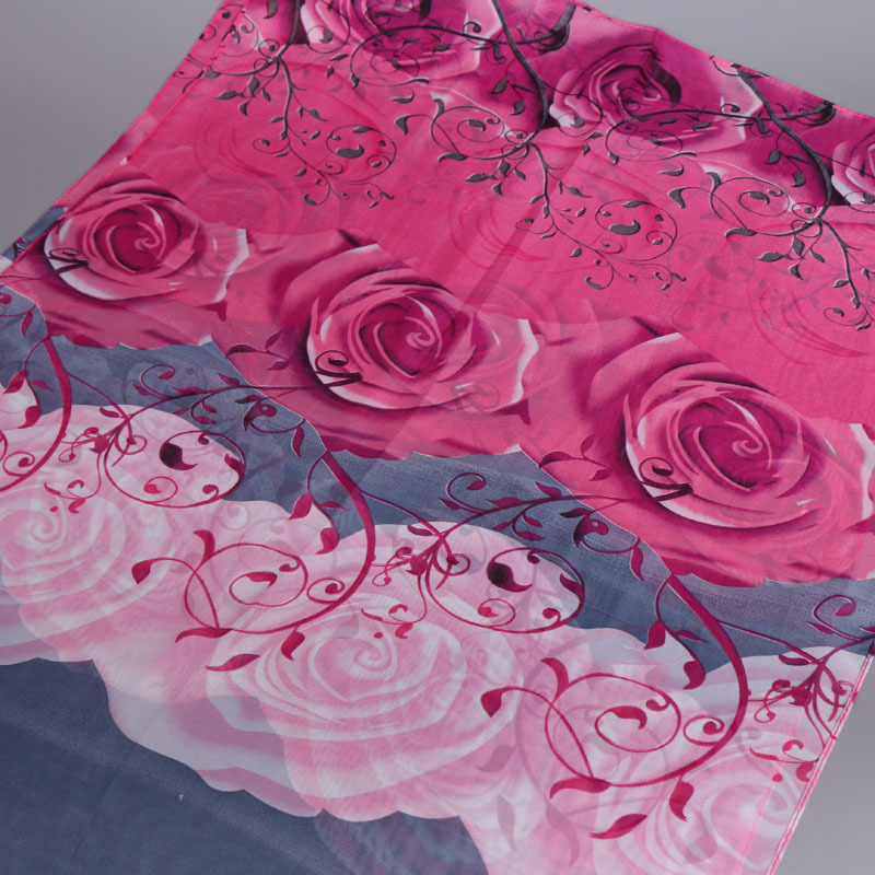 Elegant, Basic Style Women's Elegant Basic Lady Flower Chiffon Printing Silk Scarf