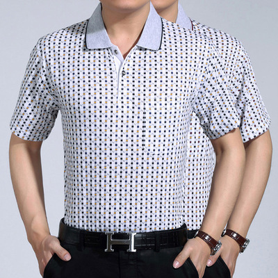 特价清仓中老年男士翻领短袖t恤爸爸装中老年宽松休闲男装夏季装|ru