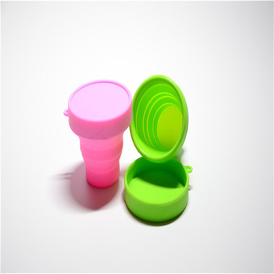 portable With cover silica gel Folding Cup High temperature resistance outdoors motion travel Green Cup fold Cups water Telescoping