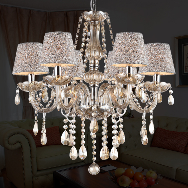 8 + 4 Araña de cristal de 2 capas de coñac Lámpara de vela de doble capa de 12 cabezas Sala de estar Comedor Sala de exposiciones Lámpara de ingeniería hotelera