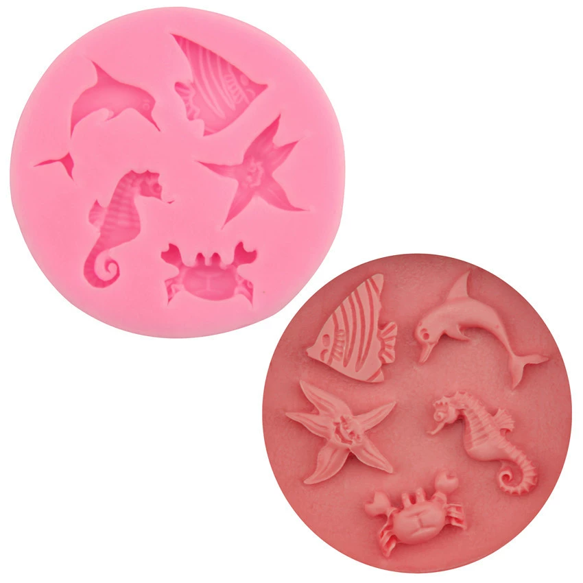 [Фабричная цена_crab aquarium cake mold DIY силиконовый мастика выпечка инструмент ледяной формочки H2835 форма для торта]