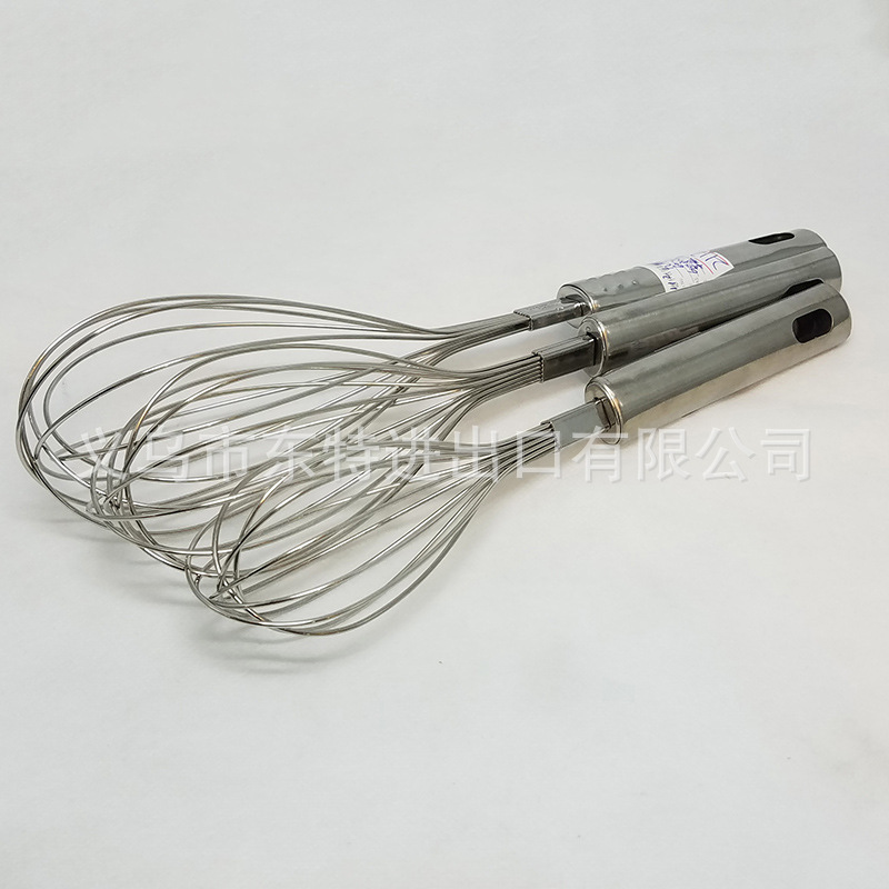Factory direct sales of stainless steel nine-bead egg beater, steel-handled household baking supplies, manual egg beater detail image 7