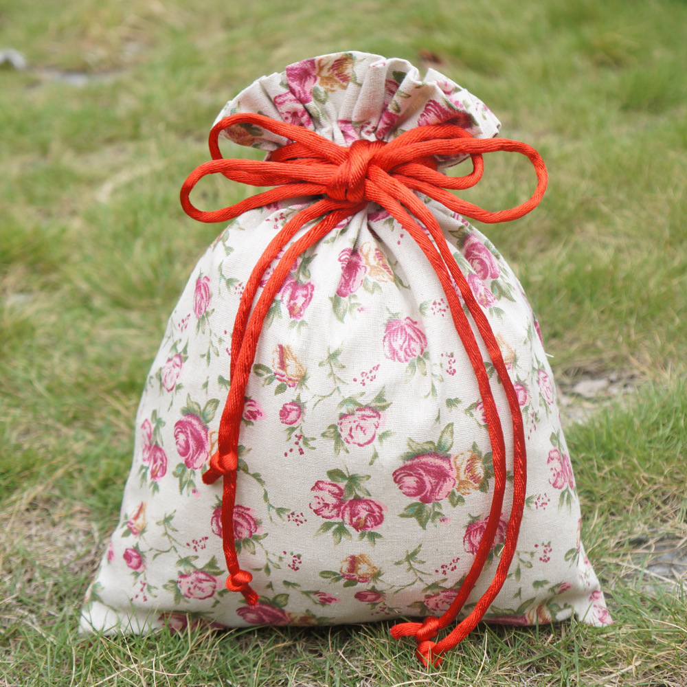 厂家批发定做大号礼品束口包装收纳袋子圣诞礼物布袋拉绳帆布棉麻