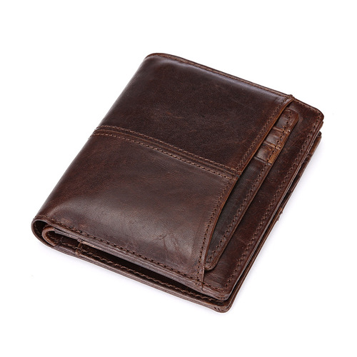 Foreign trade supply men's genuine leather wallet retro short wallet oil wax cowhide wallet genuine leather men's bag wallet