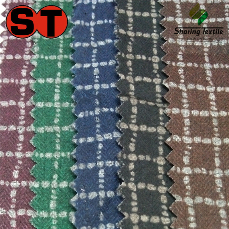 麻灰人字斜仿羊绒面料/格子人字斜拉毛布/人字斜阳离子拉毛布