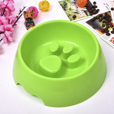 塑料狗狗緩食碗 助消化慢食狗碗 幼犬防噎止狗碗 個性狗印食具