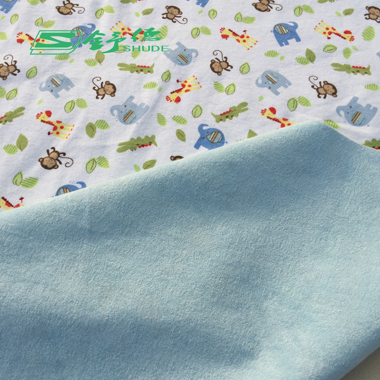 婴幼儿乳胶枕套床垫套布 竹纤维TPU宝宝面料 法兰绒双面针织布料