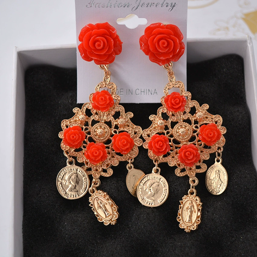Earrings, human head, 2018, new collection, flowered, wholesale
