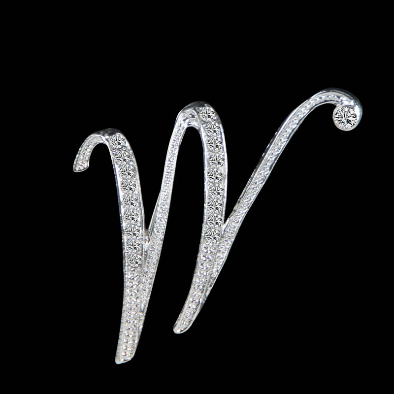Simple 26 English alphabet diamond brooch wholesalepicture13