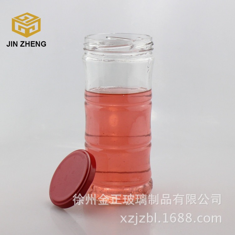 玻璃瓶厂家批发 550ml直筒竹节款玻璃酱菜瓶 罐头瓶 椰肉水果瓶