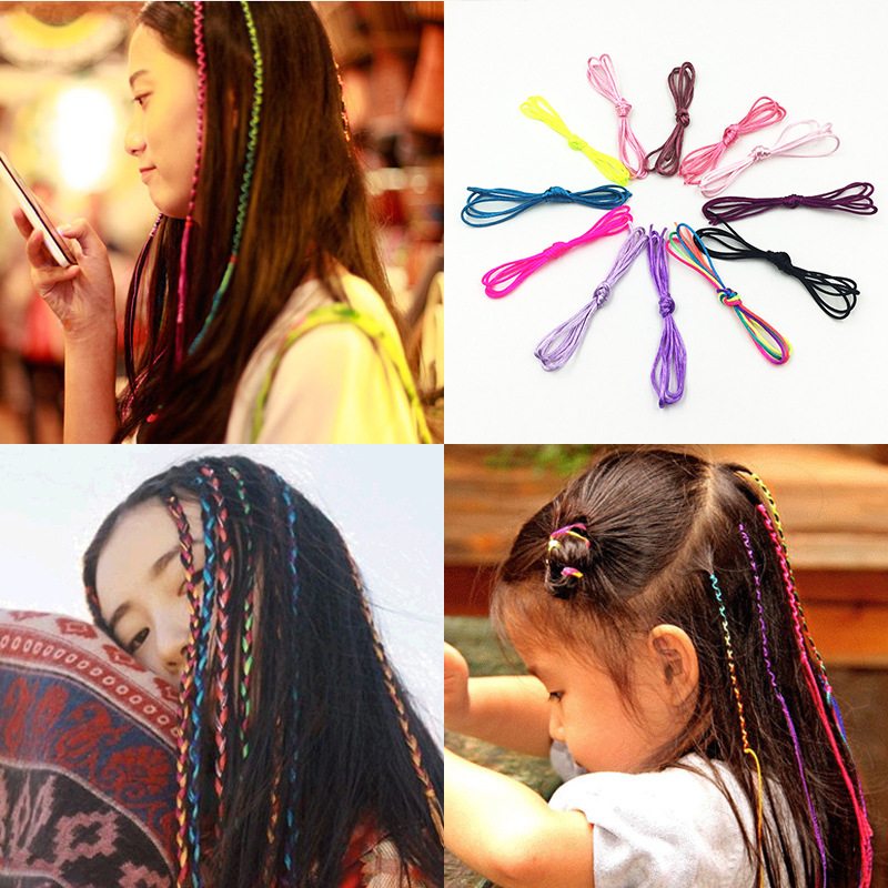 Earcractor Korean tie hair Rubbing color rope woven braid hairband…