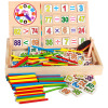 Wooden children's universal wooden box, digital cognitive counting sticks, toy for early age, color perception, early education