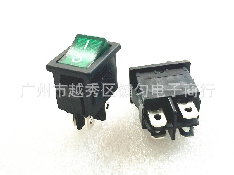 供应KCD1船型开关 带灯四脚翘板开关  21*15四脚二档全铜电源开关