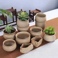 Simple, Creative Hand-Painted Sintered Ceramic Succulent Pots | Rustic Terracotta & Antique-Style Airtight Purple Clay Planters for Wholesale