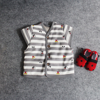 外貿夾棉秋冬款日單嬰兒馬甲X松屋日單純棉加厚背心包面棉衣