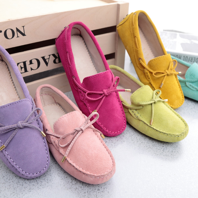 2020 spring and autumn genuine leather Doug shoes Korean Edition bow Low Flat bottom leisure time lovers Single shoes soft sole A pedal