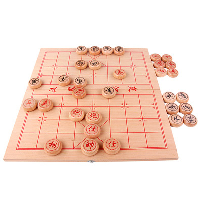 中國象棋便攜折疊棋盤實木象棋套裝木質智力玩具桌遊diy