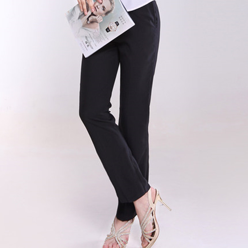 prenomen职业女士休闲工作装西装裤 OL白领直筒工作修身黑色长裤|ru