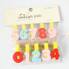 Small wooden clip photo snack event daily necessities gift mini clip/3.5*0.7 with string/0-9 numbers