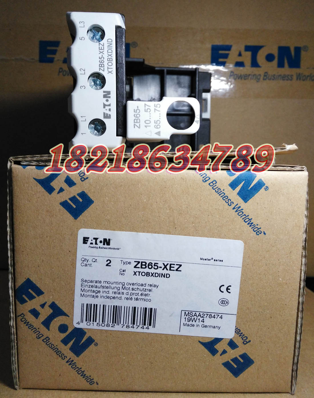 EATON热过载继电器安装底座ZB65-XEZ正品现货