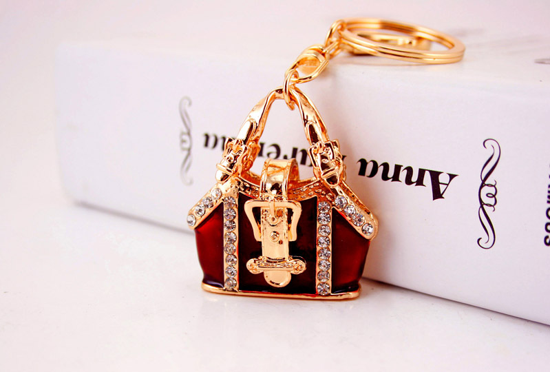 54g Weight Alloy, Metal Material Unisex Gender Purple, Red, Blue Color Creative Handbag Shape Key Chain 3