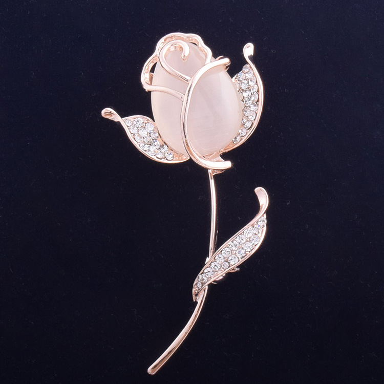 New Opal Rose Brooch for Women's Banquet Dress Brooches and Pins Clothing Accessories Floral Corsage Pin