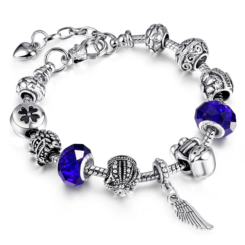 Браслет-талисман CHARMS SL74, серебрированная сплавная крупная бусина, регулируется 18–21 см