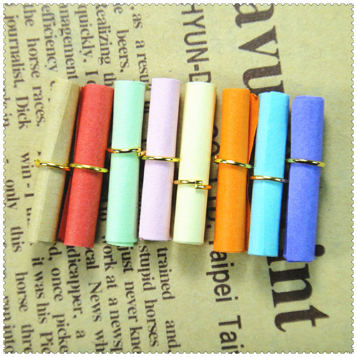 Wishing letter ring wholesale decorative colorful paper strips wishing bottle love letter roll paper creative small gift letter paper with iron ring