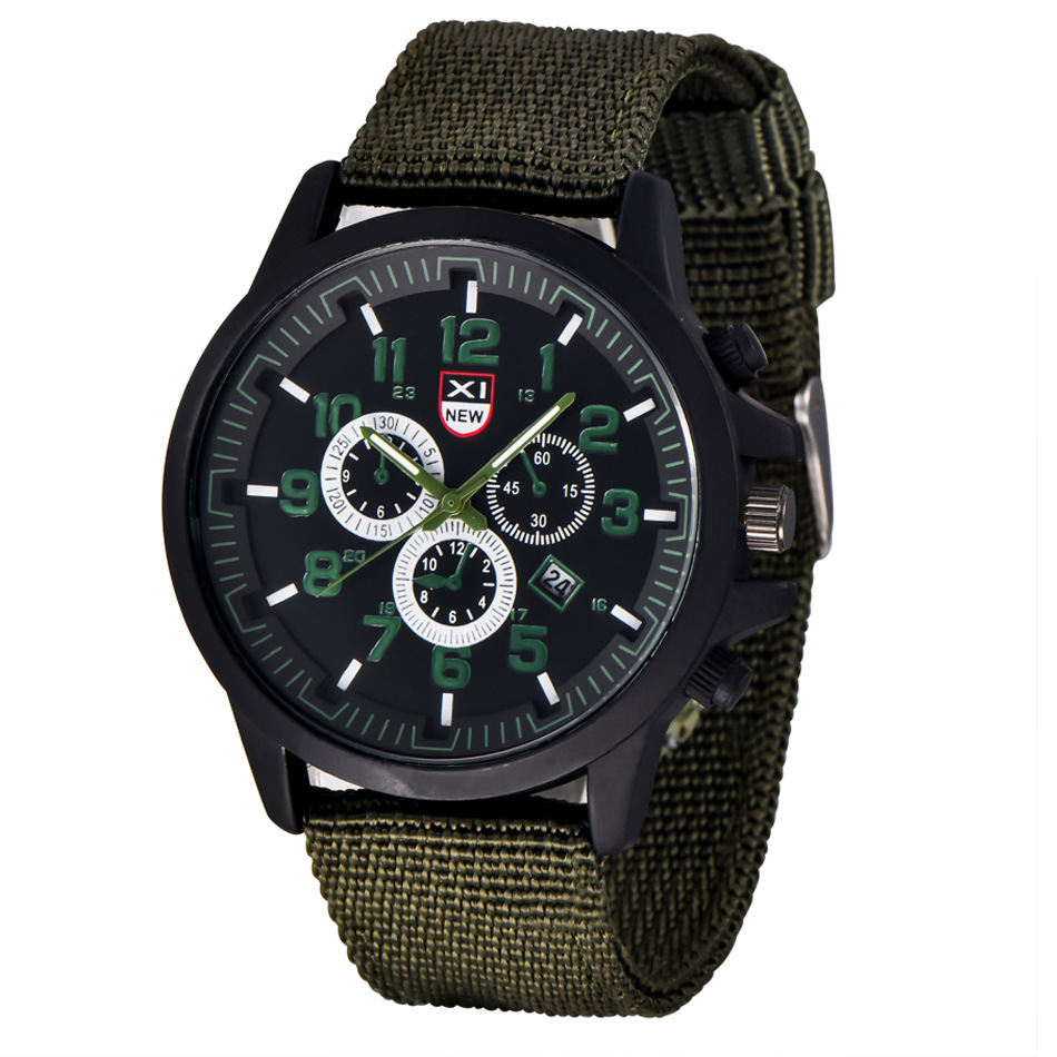 Xinew Brand Watches Mens Canvas Calendar Clock Sports Watch