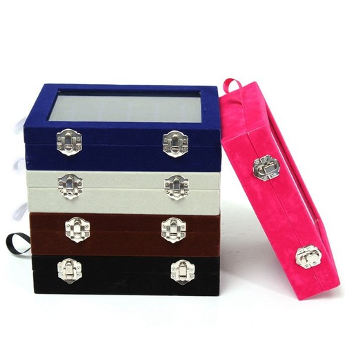 Famous silver double clasp small jewelry box, jewelry box, ring box, earring box, display storage box, 24-compartment box