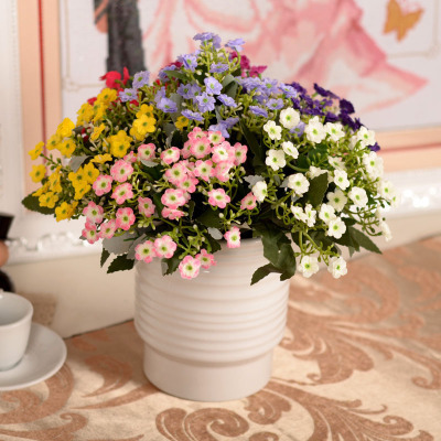 仿真6叉米蘭花絹花 歐式餐桌茶幾假花 仿真花特價批發