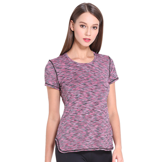 New Fashion Tight Short Sleeve T-shirt Yoga Clothes Brand Segment Dyed Short Sleeves Can Outside Wear T-shirts Wholesale