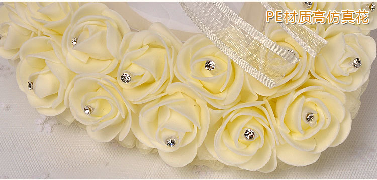 欧式戒指盒 创意婚庆用品新娘新郎PE玫瑰花镶钻戒枕心形戒托批发详情图11