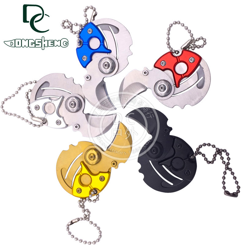 户外EDC工具钥匙挂扣 新款创意硬币小Q刀 袖珍随身求生折叠小刀