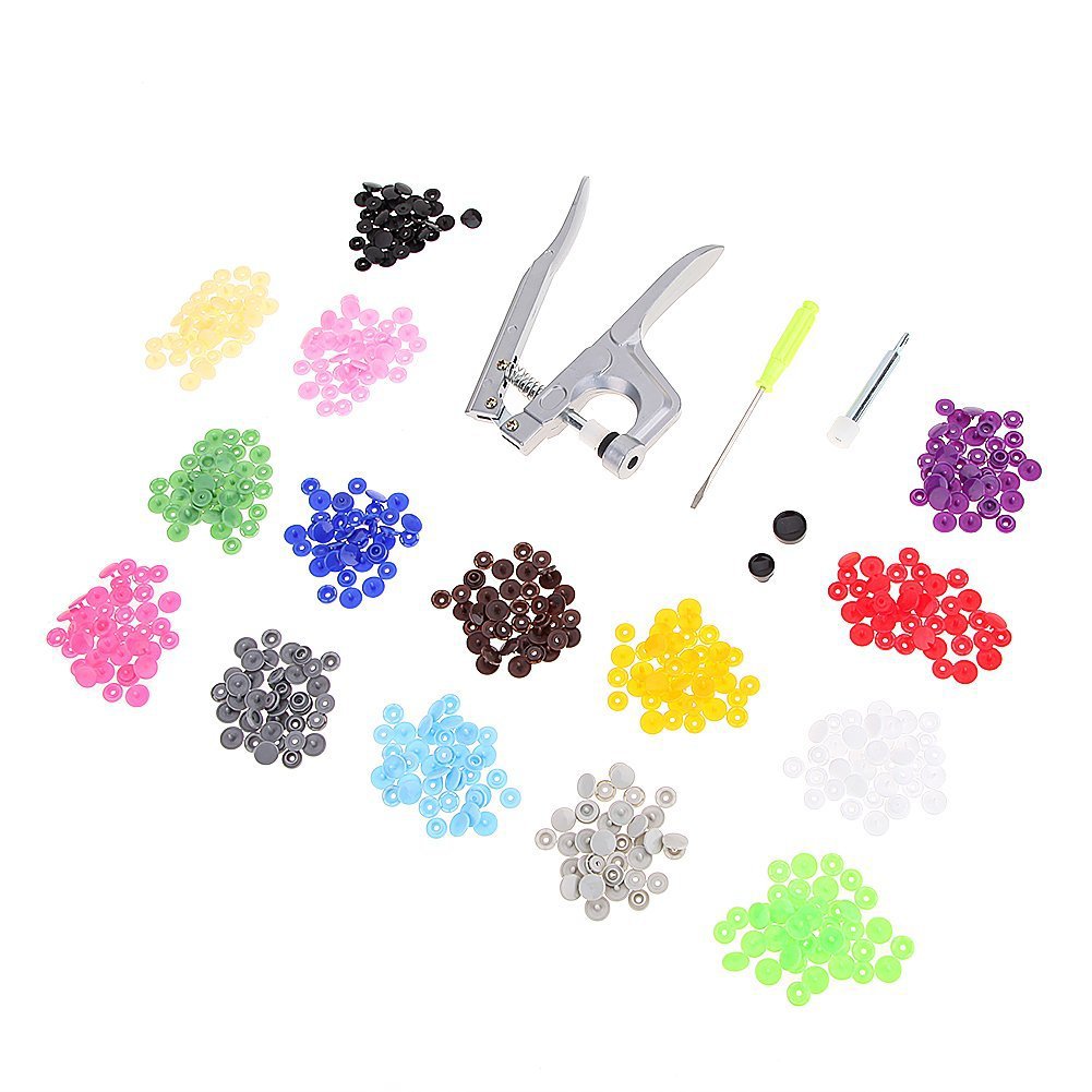 彩色树脂四合扣 手压钳套装 T5纽扣批发 四合扣安装工具