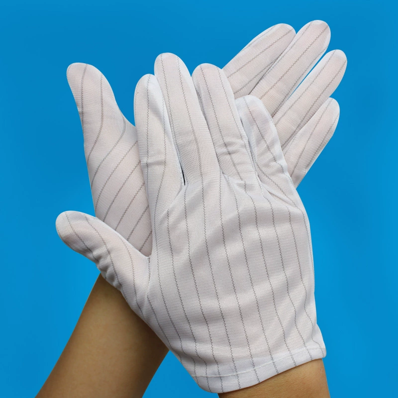 Антистатические перчатки с пятью пальцами, антистатические перчатки в полоску, антистатические перчатки в двустороннюю полоску, перчатки без пыли ESD
