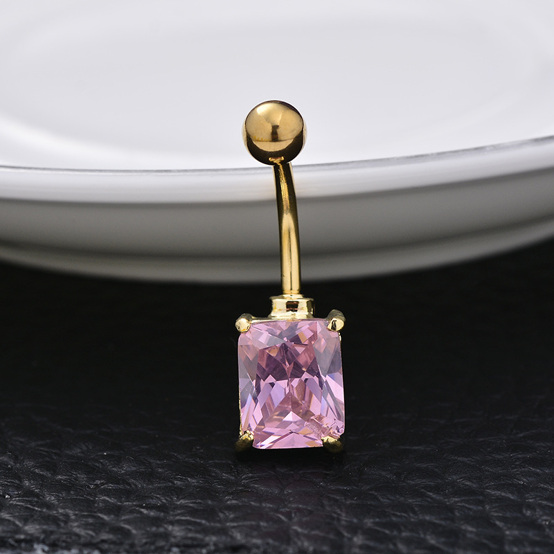 Hot Sale Medical Steel Square Round Navel Ring Belly Button Jewelry for Women detail image 10