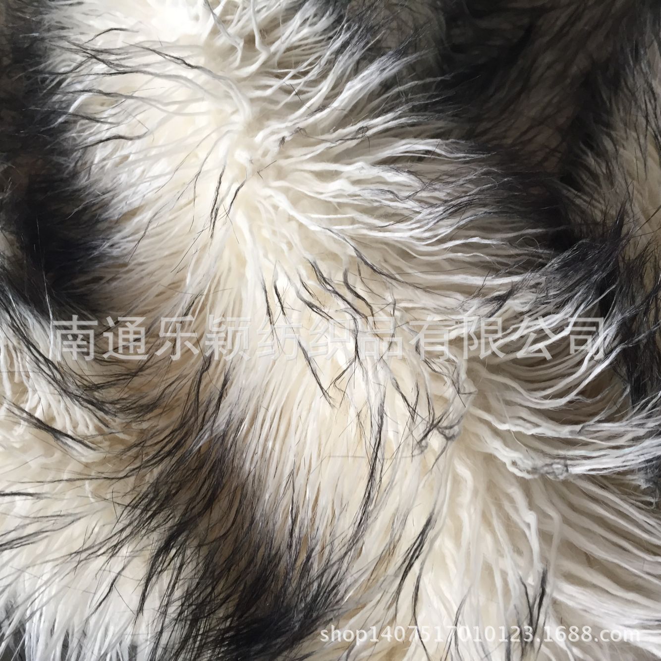 阻燃 白色毛尖染黑 落水毛 滚束 复合麂皮绒 长毛绒 地毯LY371