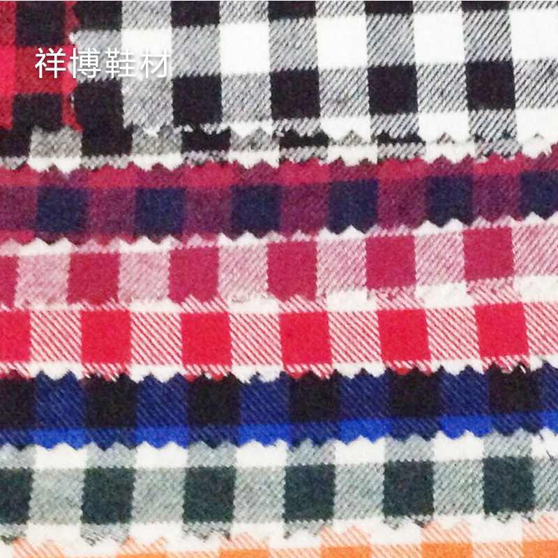 厂家直销色织色面料21S21S 经典磨毛格子衬衫 鞋材 纺织面料