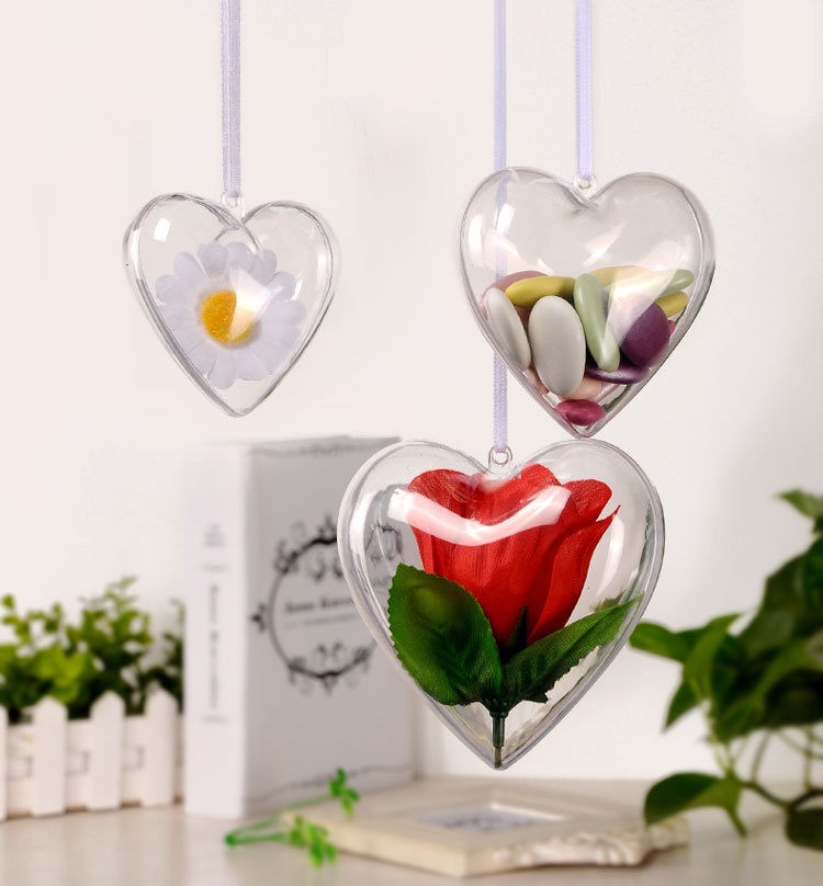 A large quantity of heart-shaped transparent Christmas balls, PS plastic balls, scene decoration, macaron plastic balls, high-quality plastic balls in stock detail image 4