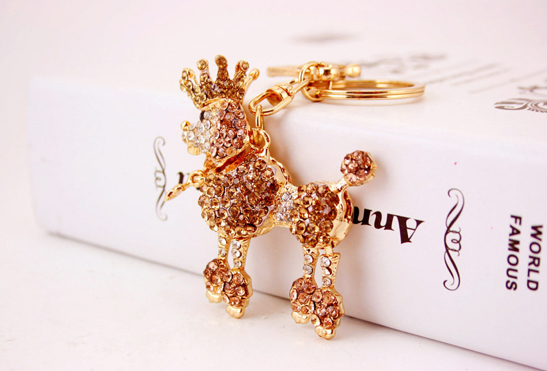 50g Weight Alloy, Metal Material Animal Pattern Unisex Gender Pink, Red, Blue, Gold Color Cute Crown Poodle Dog Key Chain 5