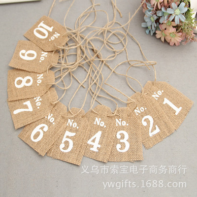 wholesale Linen Shield number Hanging card 1-10 personality customized Seat card Table cards Christmas wedding party customized