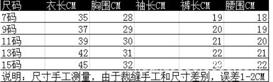 紅色米奇套裝尺碼表