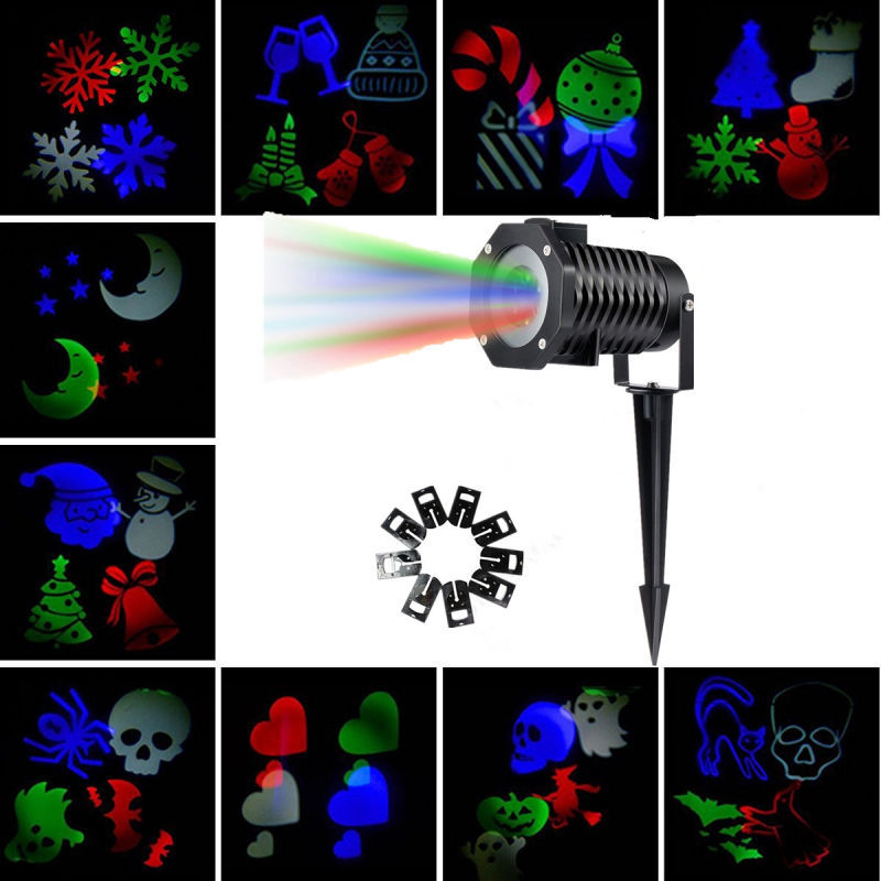 LED圣诞灯  户外可拆卸菲林卡片  投影  可切换图案雪花节日