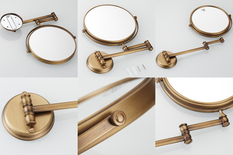 卫生间壁挂式伸缩化妆镜折叠美容镜8寸翻转浴室镜欧贝